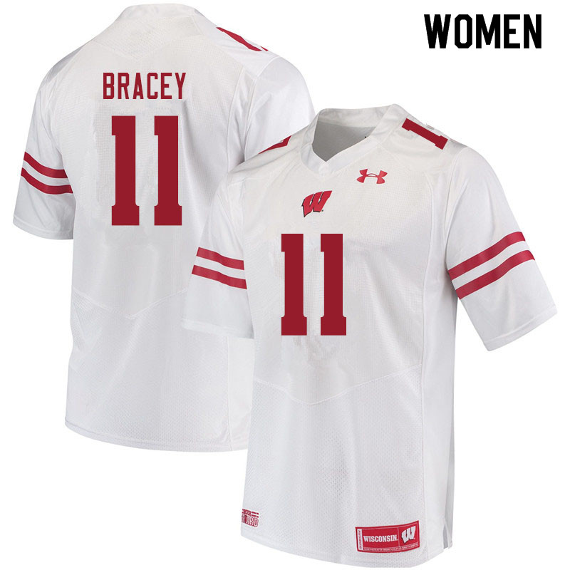Wisconsin Badgers Women's #11 Stephan Bracey NCAA Under Armour Authentic White College Stitched Football Jersey XJ40X56ZT